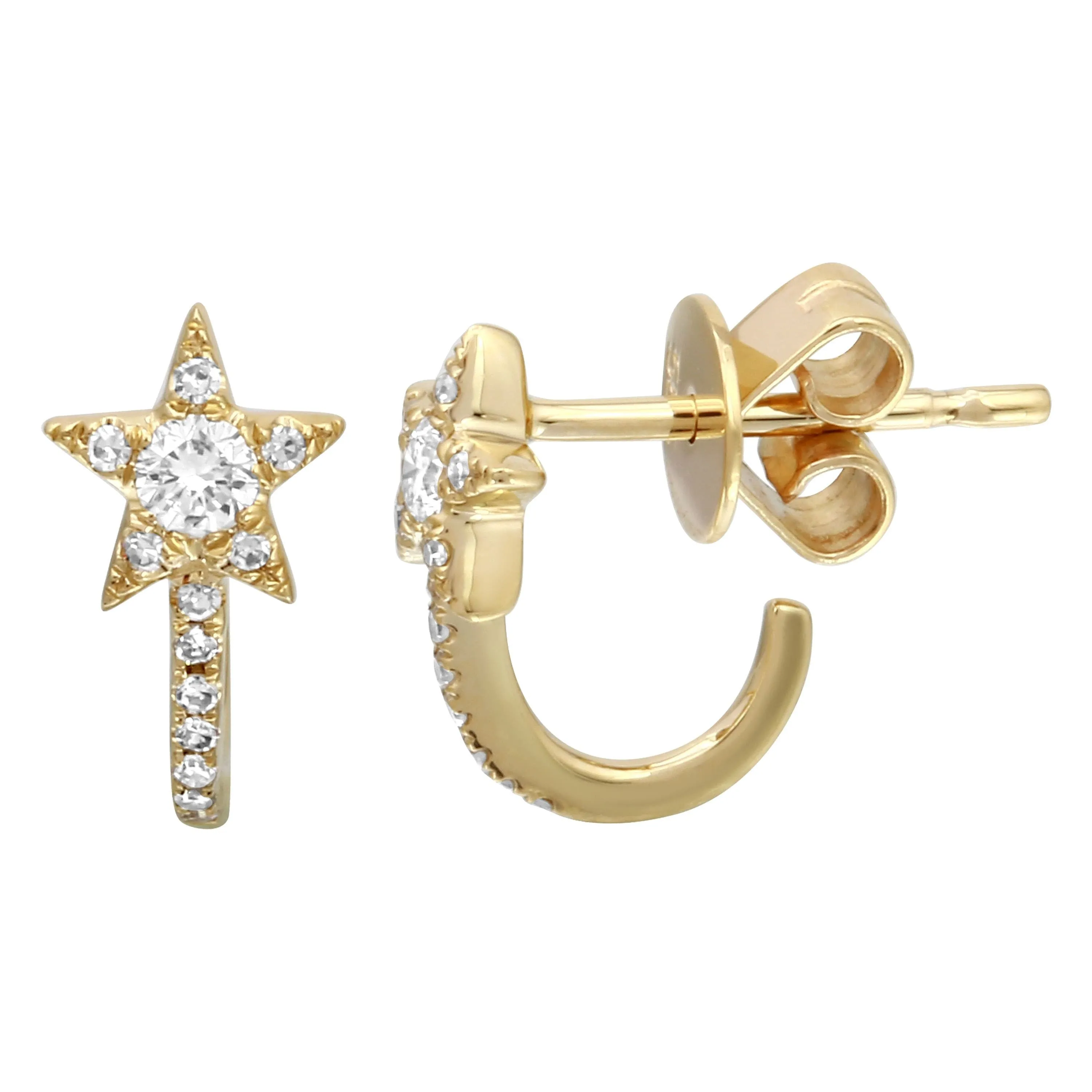 Diamond Star Lobe Cuff Earrings