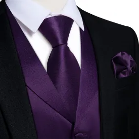 DiBanGu Tuxedo Waistcoat Palatinate Purple Solid Notched Collar Mens Business Casual Vest