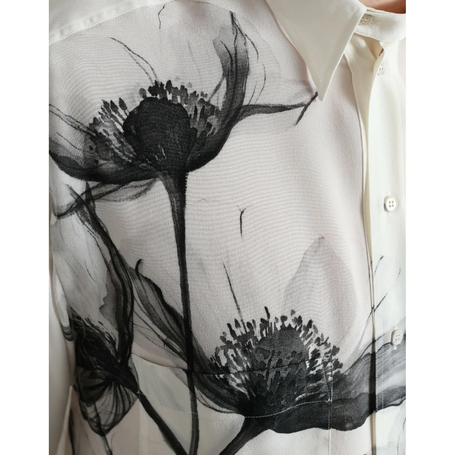 Dolce & Gabbana Elegant Floral Silk Dress Shirt