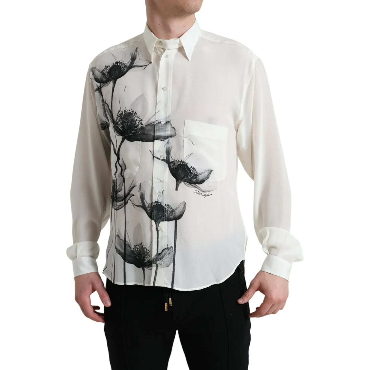 Dolce & Gabbana Elegant Floral Silk Dress Shirt