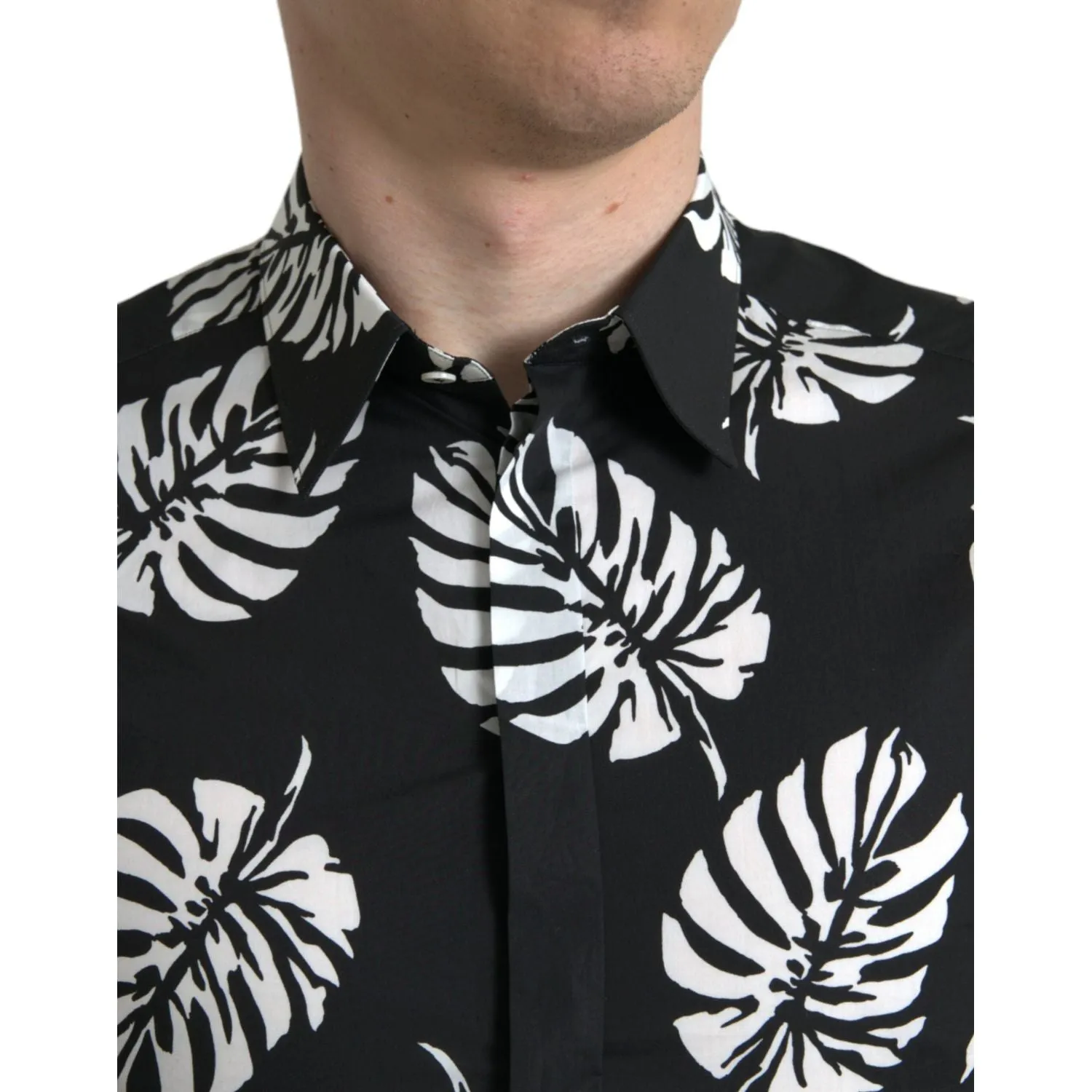 Dolce & Gabbana Elegant Leaf Print Slim Fit Dress Shirt