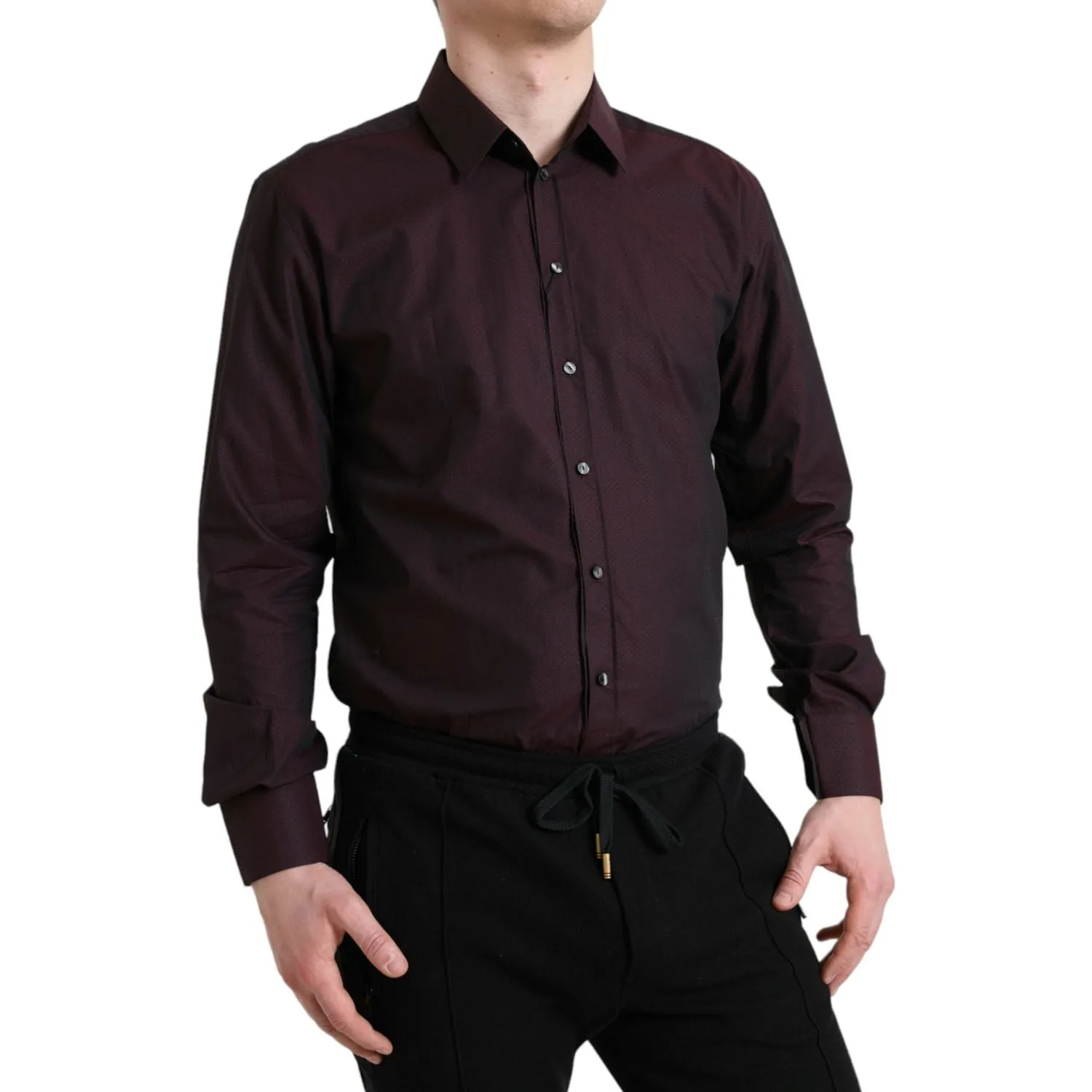 Dolce & Gabbana Elegant Maroon Martini Dress Shirt