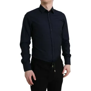 Dolce & Gabbana Elegant Navy Jacquard Dress Shirt