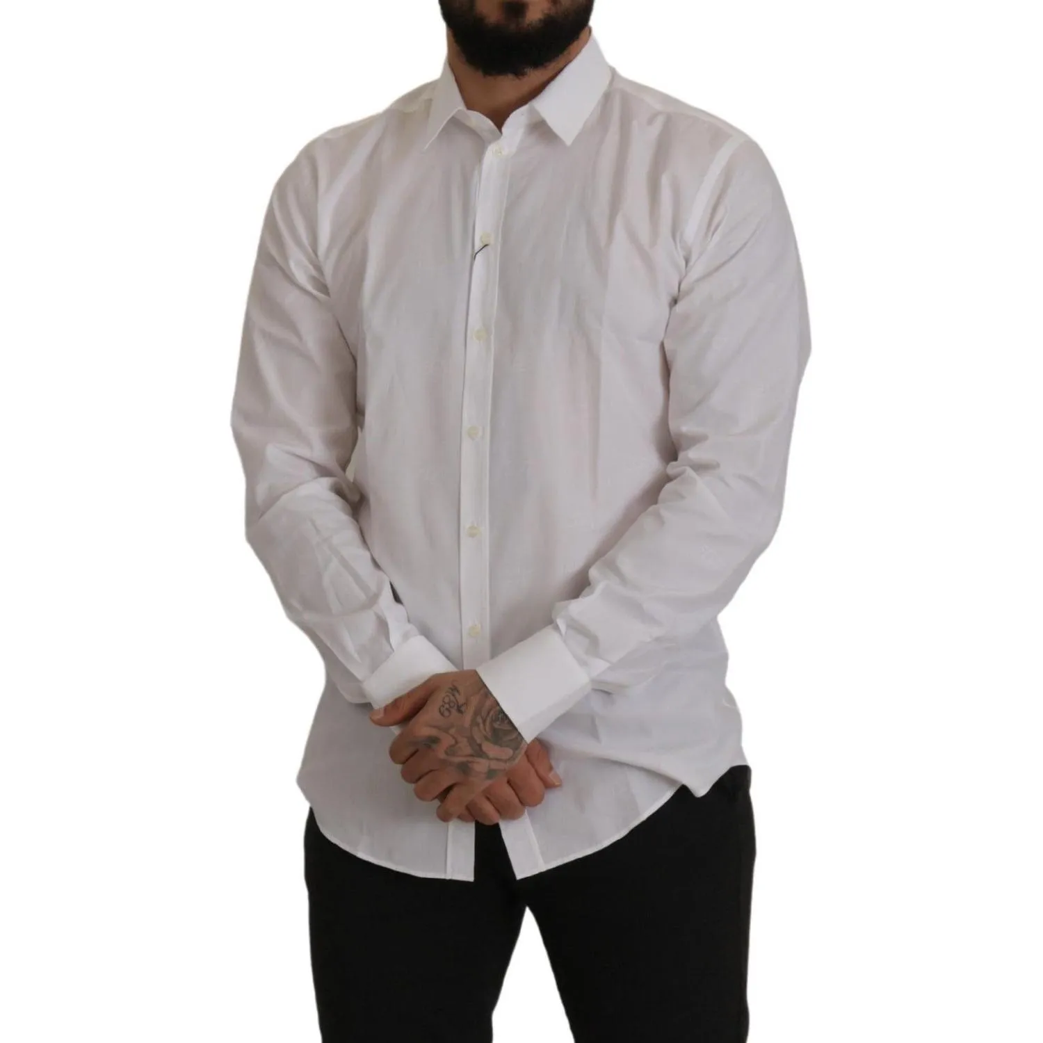 Dolce & Gabbana Elegant Slim Fit White Martini Dress Shirt