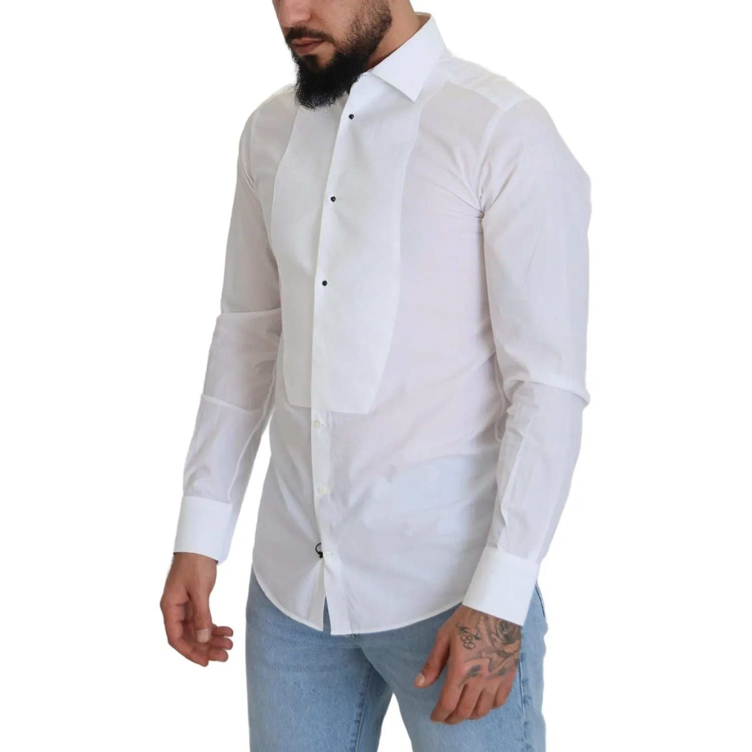 Dolce & Gabbana Elegant White Cotton Poplin Slim Fit Shirt