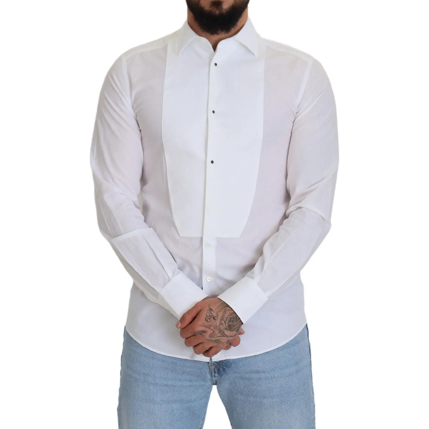 Dolce & Gabbana Elegant White Cotton Poplin Slim Fit Shirt