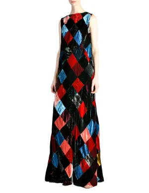 Dolce & Gabbana Vintage Patchwork Velvet Maxi Dress