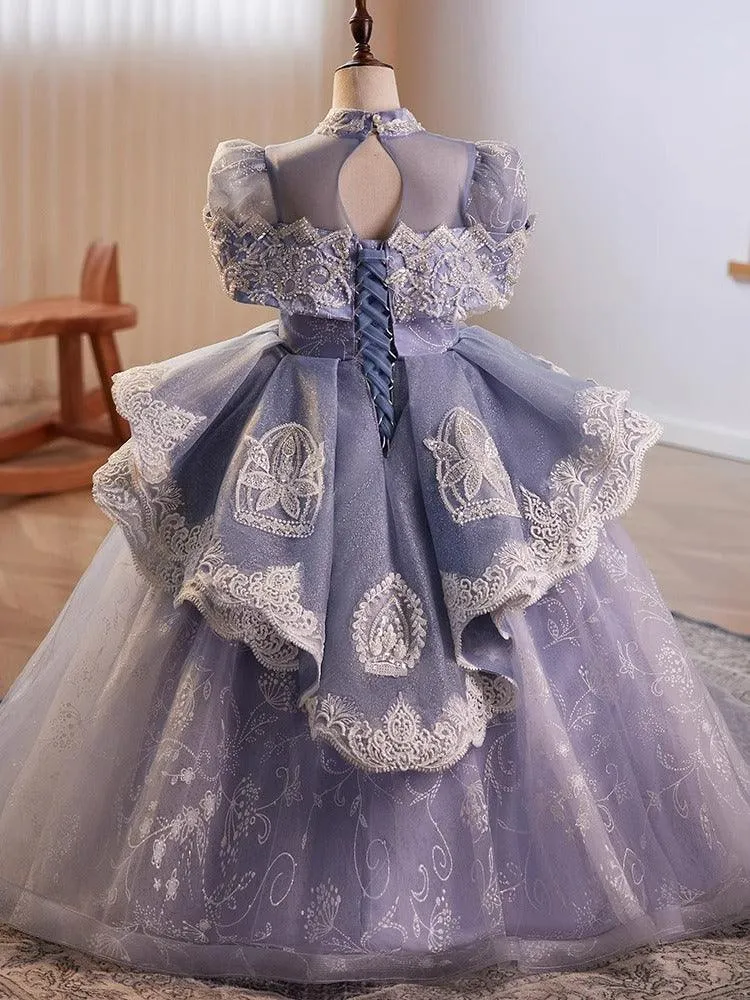 Elegant Princess Lace Dress Exquisite Embroidered Girl's Gown