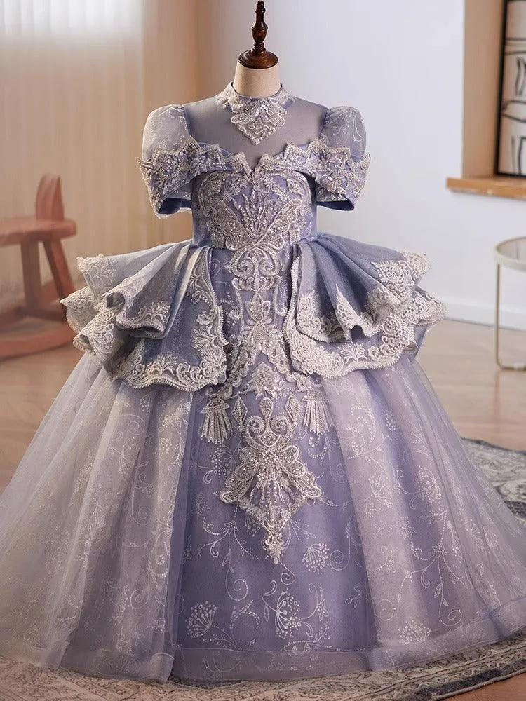 Elegant Princess Lace Dress Exquisite Embroidered Girl's Gown