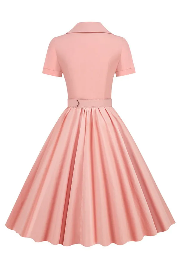 Elegant Shirt Collar Pleated Dress