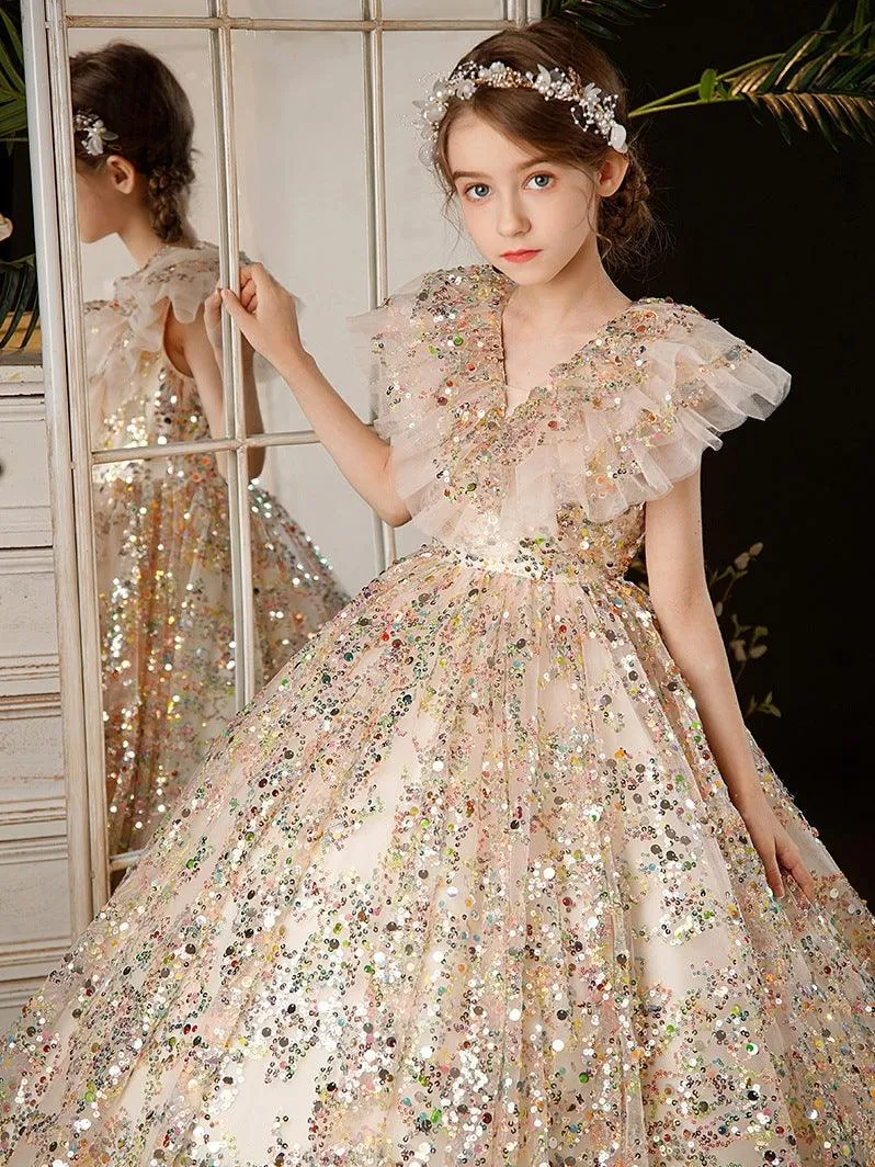 Fairy Dream Sequin Gown Fantasy Fairy Tale Sequin Long Dress Princess Style Multicolor Sequin Dress