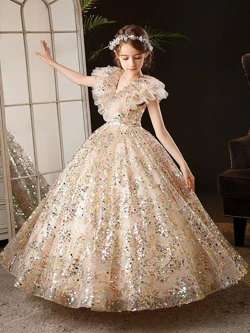 Fairy Dream Sequin Gown Fantasy Fairy Tale Sequin Long Dress Princess Style Multicolor Sequin Dress