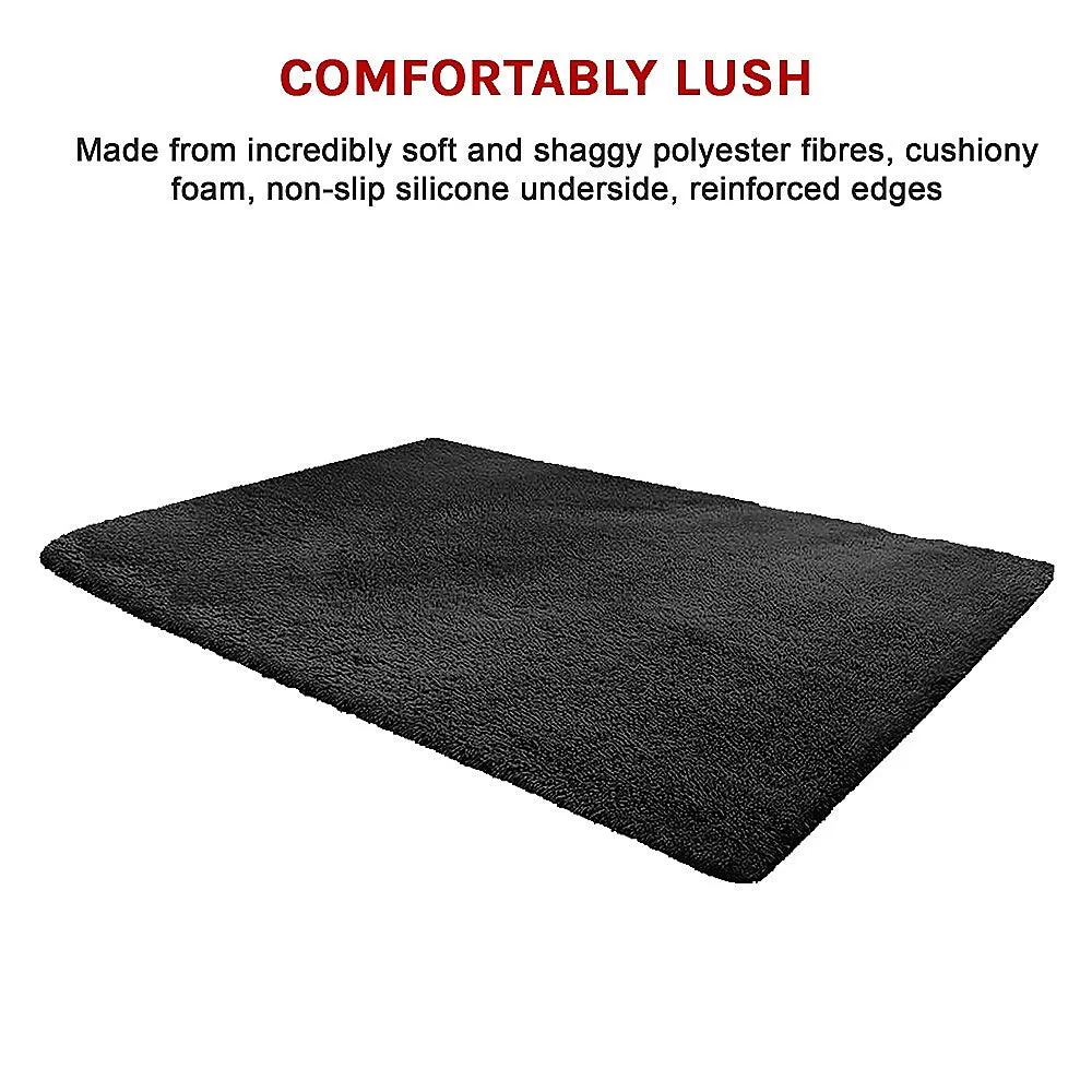 Floor Rugs Large Shaggy 230x200cm - Black