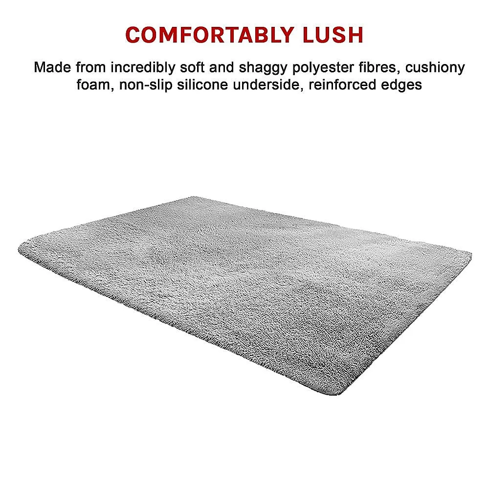 Floor Rugs Large Shaggy 230x200cm - Grey