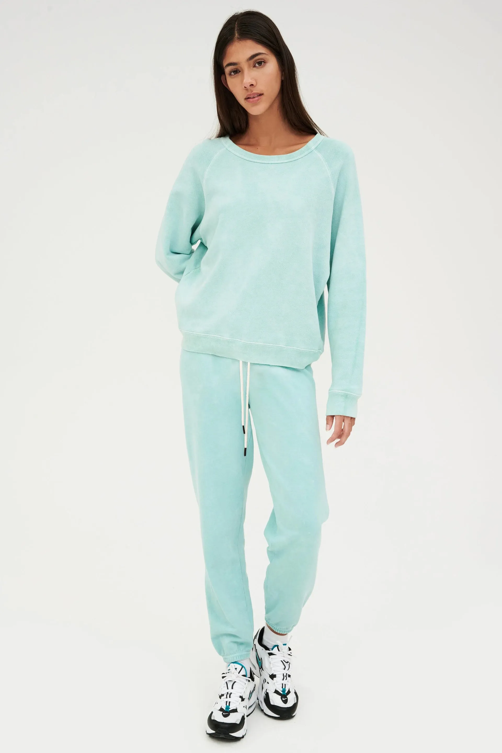 Flore French Terry 7/8 Sweatpant, Washed Jade