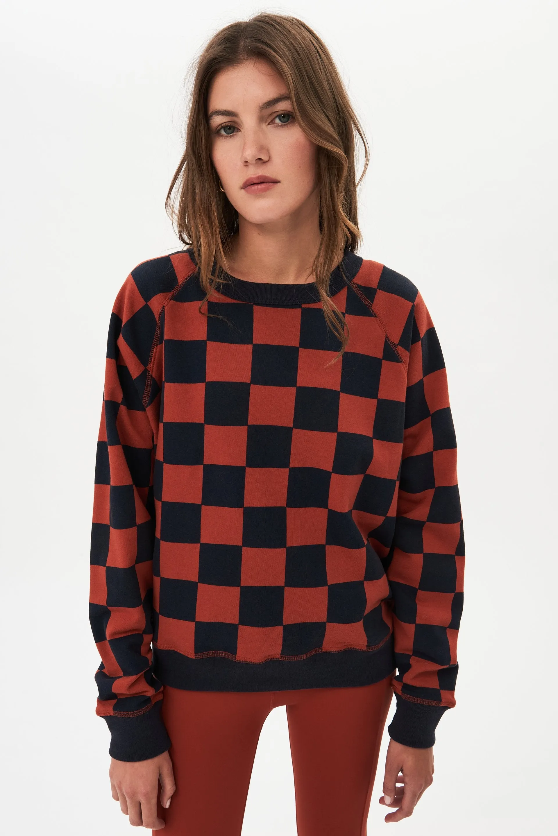 Flore French Terry Sweatshirt, Indigo/Rum Check