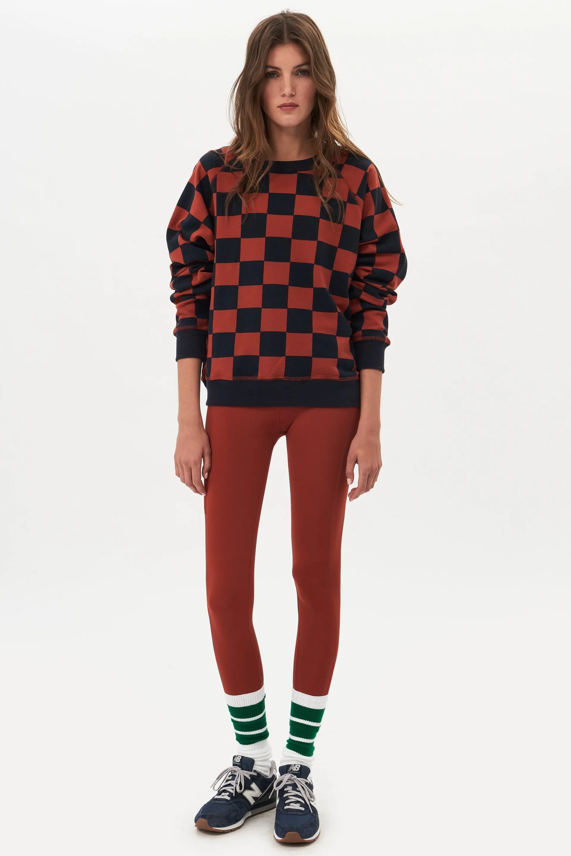 Flore French Terry Sweatshirt, Indigo/Rum Check