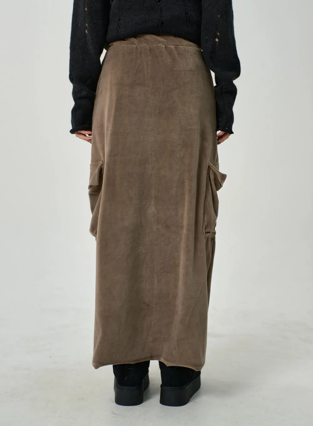 Front Split Cargo Maxi Skirt CD14