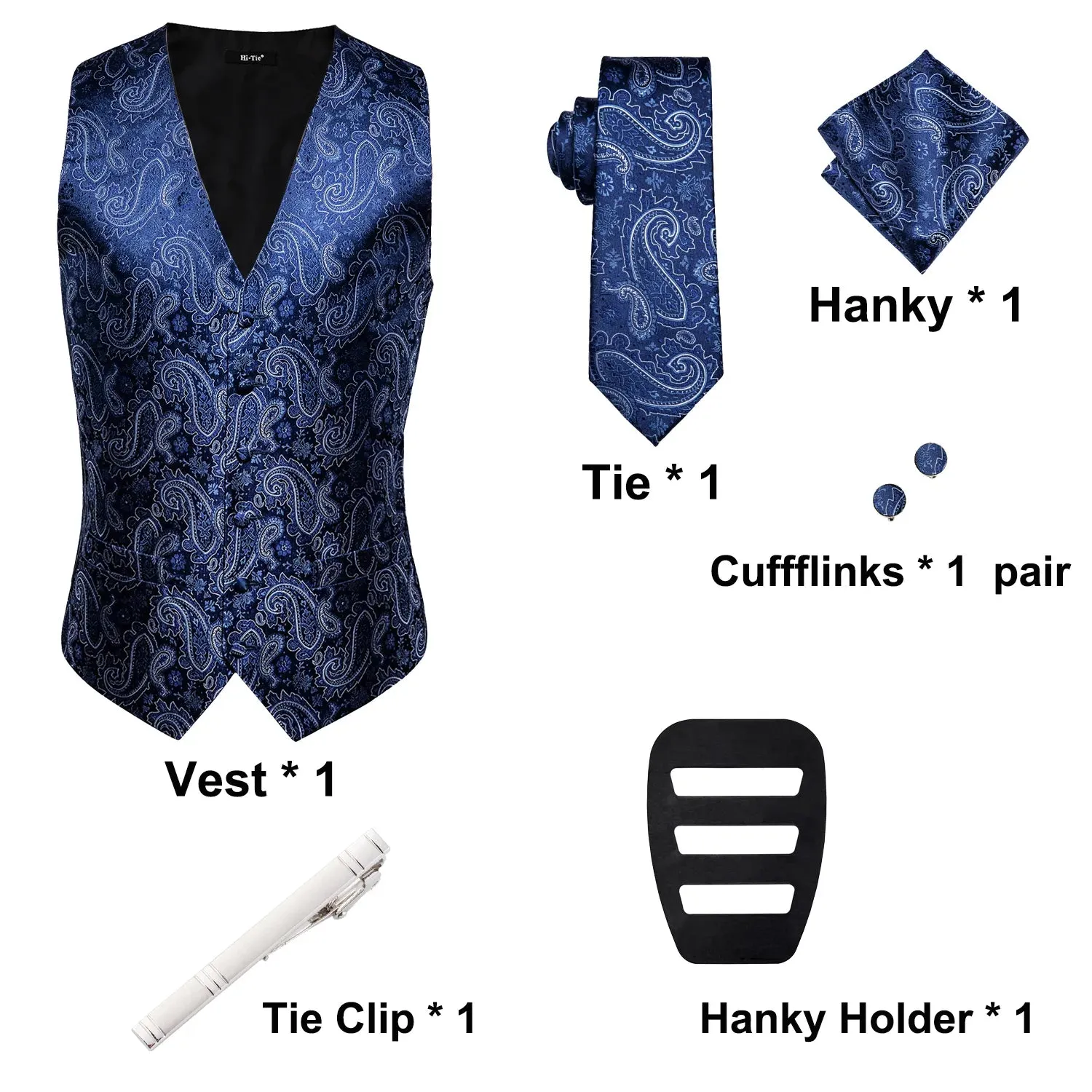 Funki Buys | Vests | Men's Formal 4 Pcs Silk Slim Waistcoat Sets