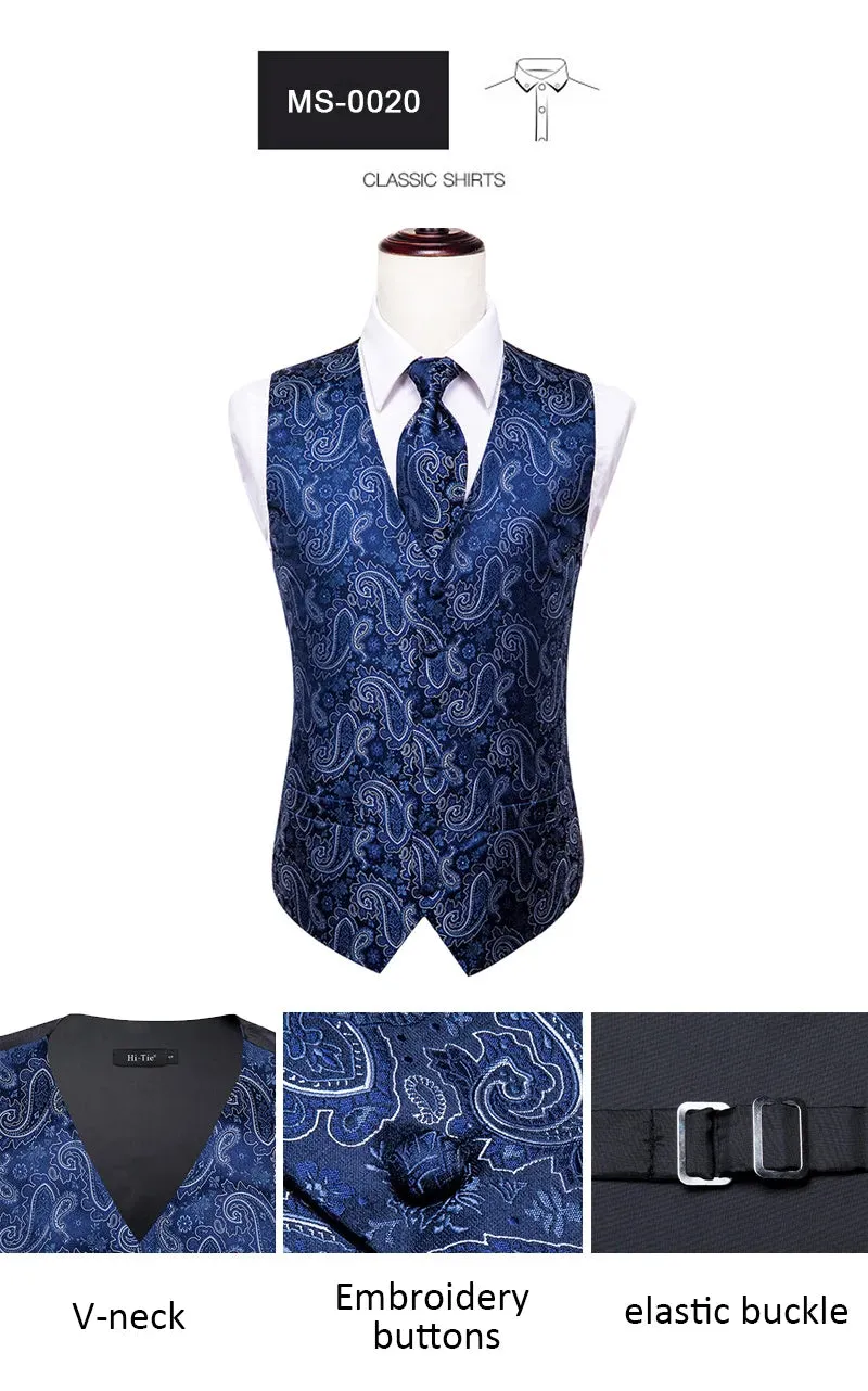 Funki Buys | Vests | Men's Formal 4 Pcs Silk Slim Waistcoat Sets