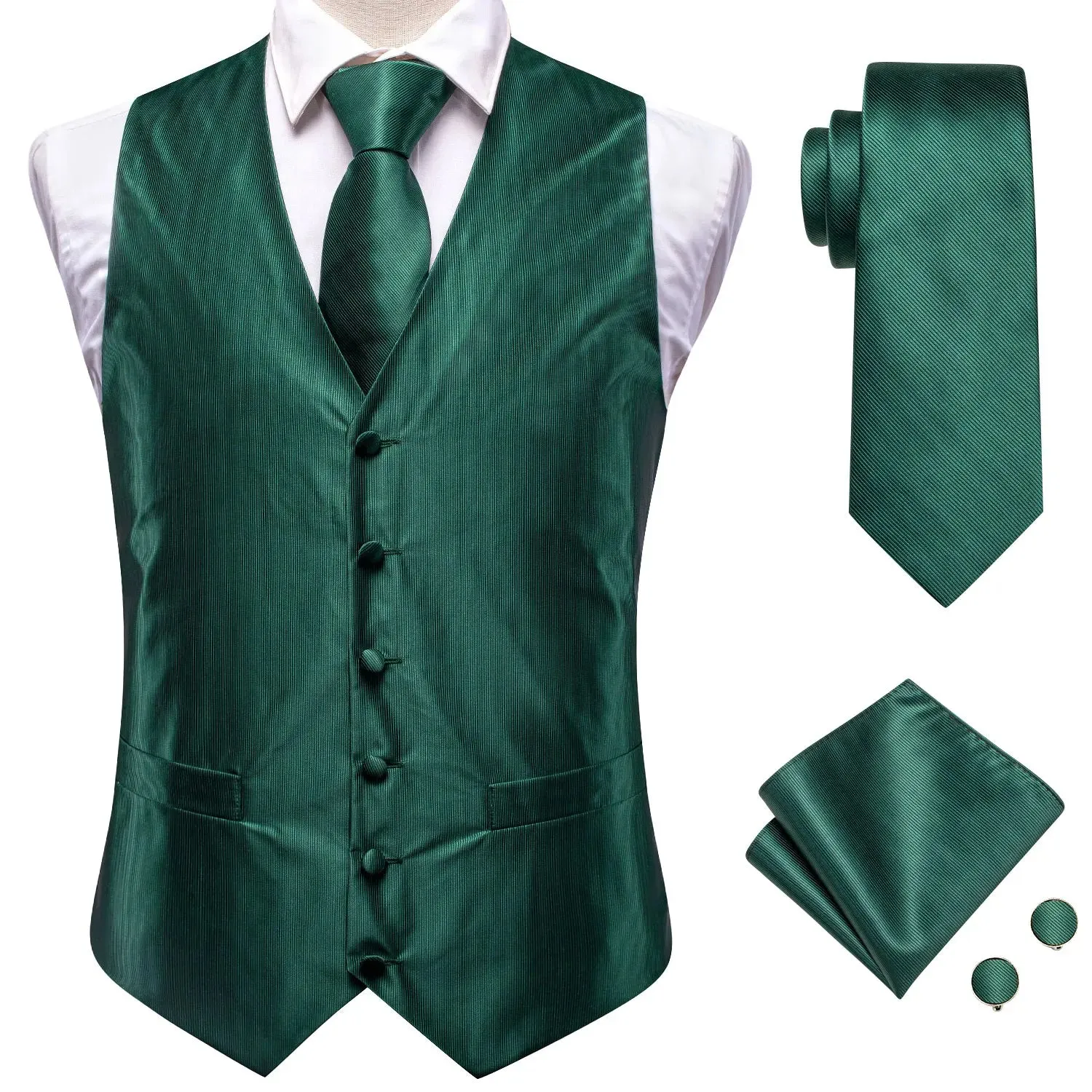 Funki Buys | Vests | Men's Formal 4 Pcs Silk Slim Waistcoat Sets