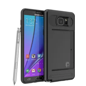 Galaxy Note 5 Case PunkCase CLUTCH Black Series Slim Armor Soft Cover Case w/ Tempered Glass