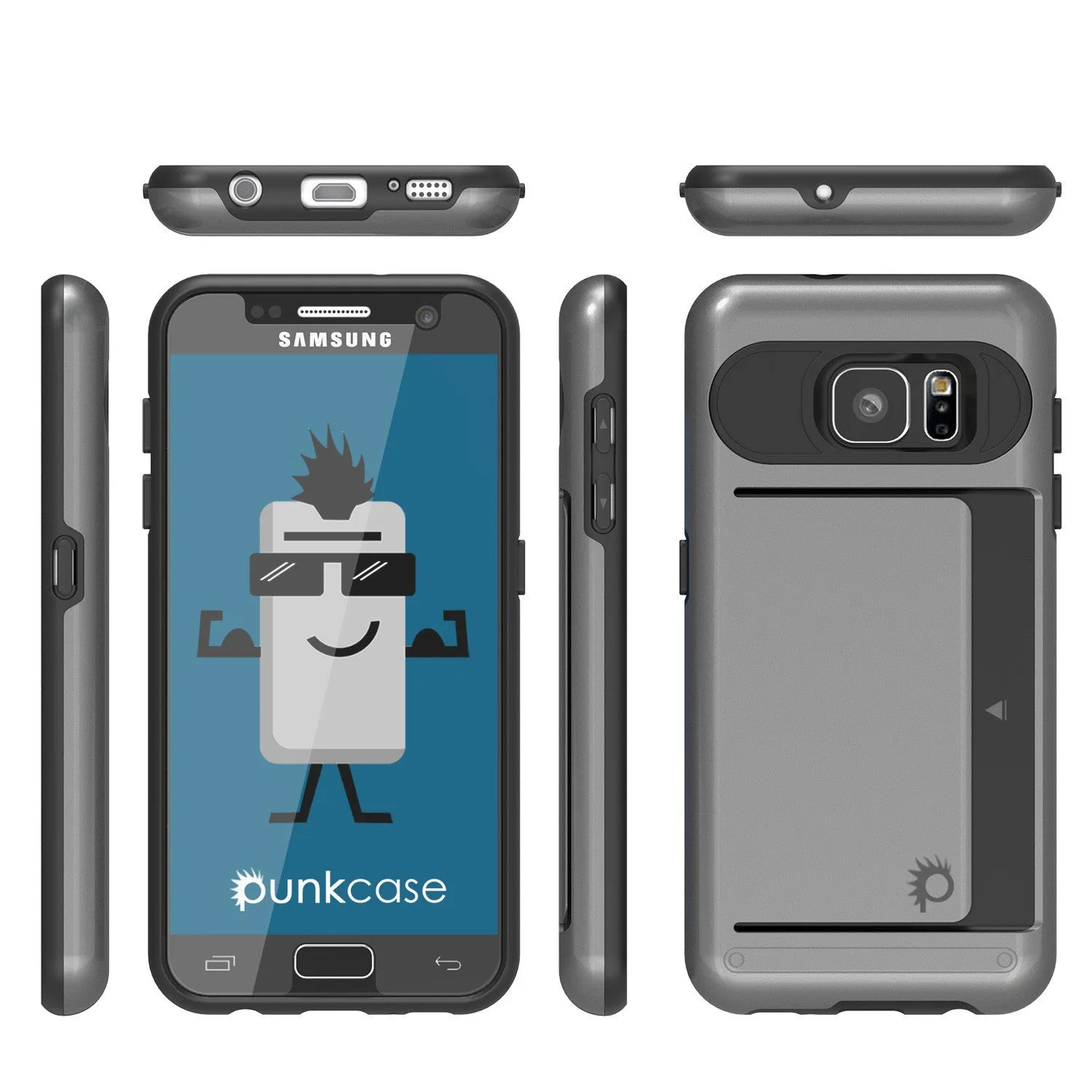 Galaxy Note 5 Case PunkCase CLUTCH Grey Series Slim Armor Soft Cover Case w/ Tempered Glass