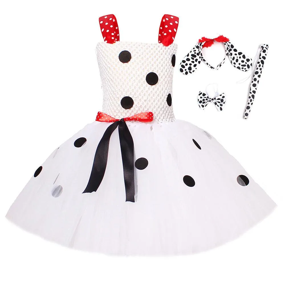 Girl's dress Halloween cosplay cartoon movie animal spotted mesh girl princess dress accessory set