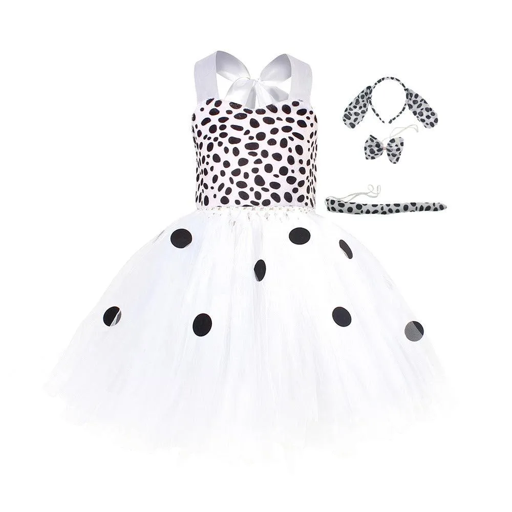 Girl's dress Halloween cosplay cartoon movie animal spotted mesh girl princess dress accessory set