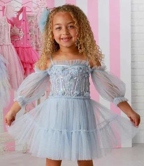 Girls Enchanting Sky Blue Fairy Princess Dyanna Dress, 12M-14