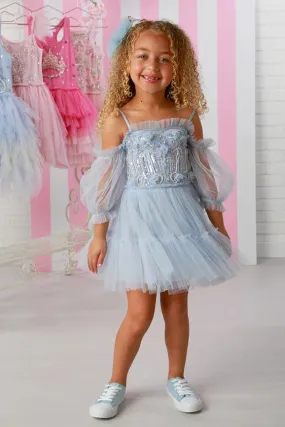 Girls Enchanting Sky Blue Fairy Princess Dyanna Dress, 12M-14