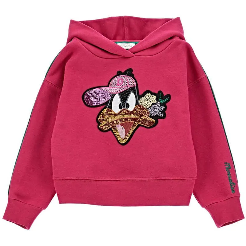 Girls Pink Daffy Rhinestone Hoodie