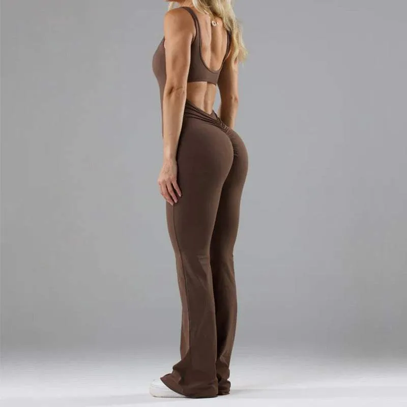 Glow Chic's Tight Yoga Bodysuit - Casual Hollow Seamless Clothing