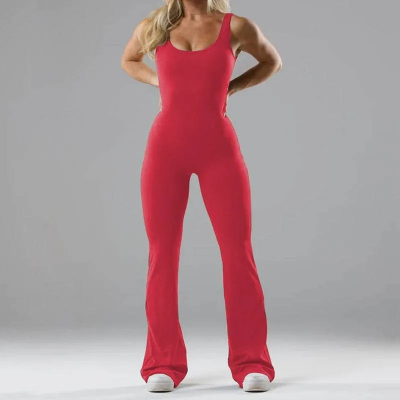 Glow Chic's Tight Yoga Bodysuit - Casual Hollow Seamless Clothing