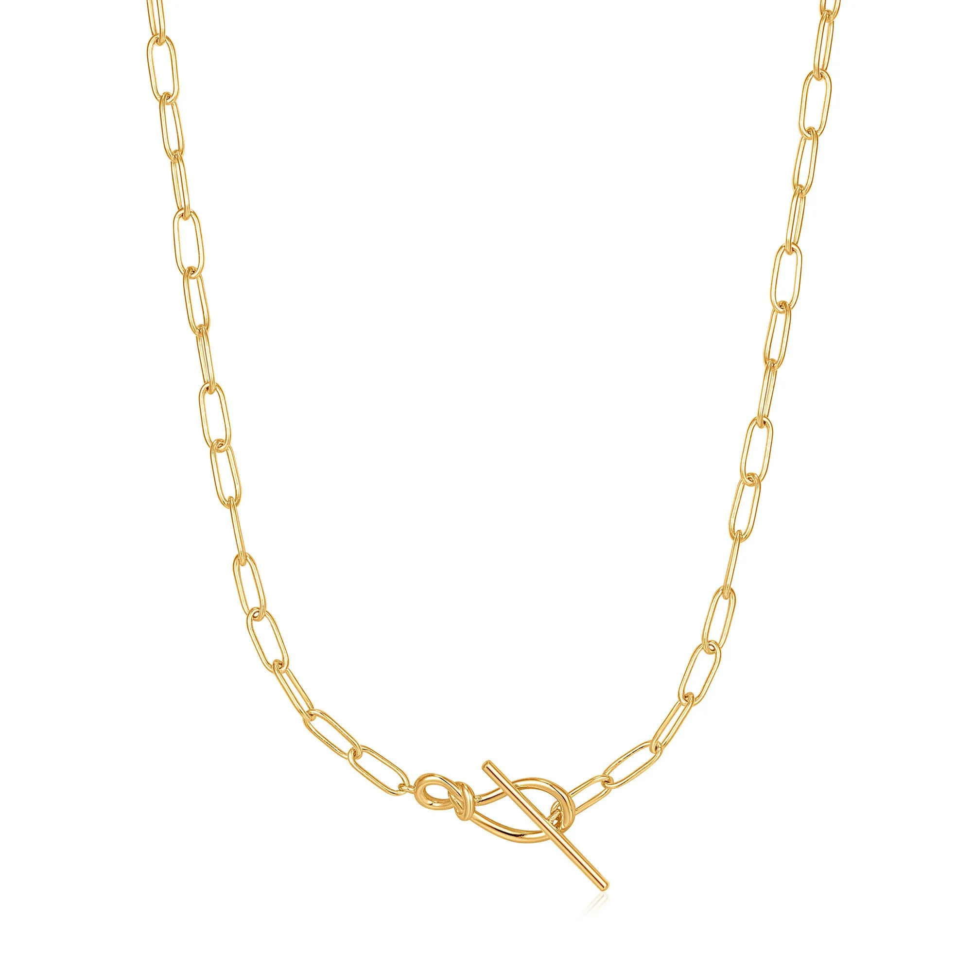 Gold Knot T-Bar Chain Necklace