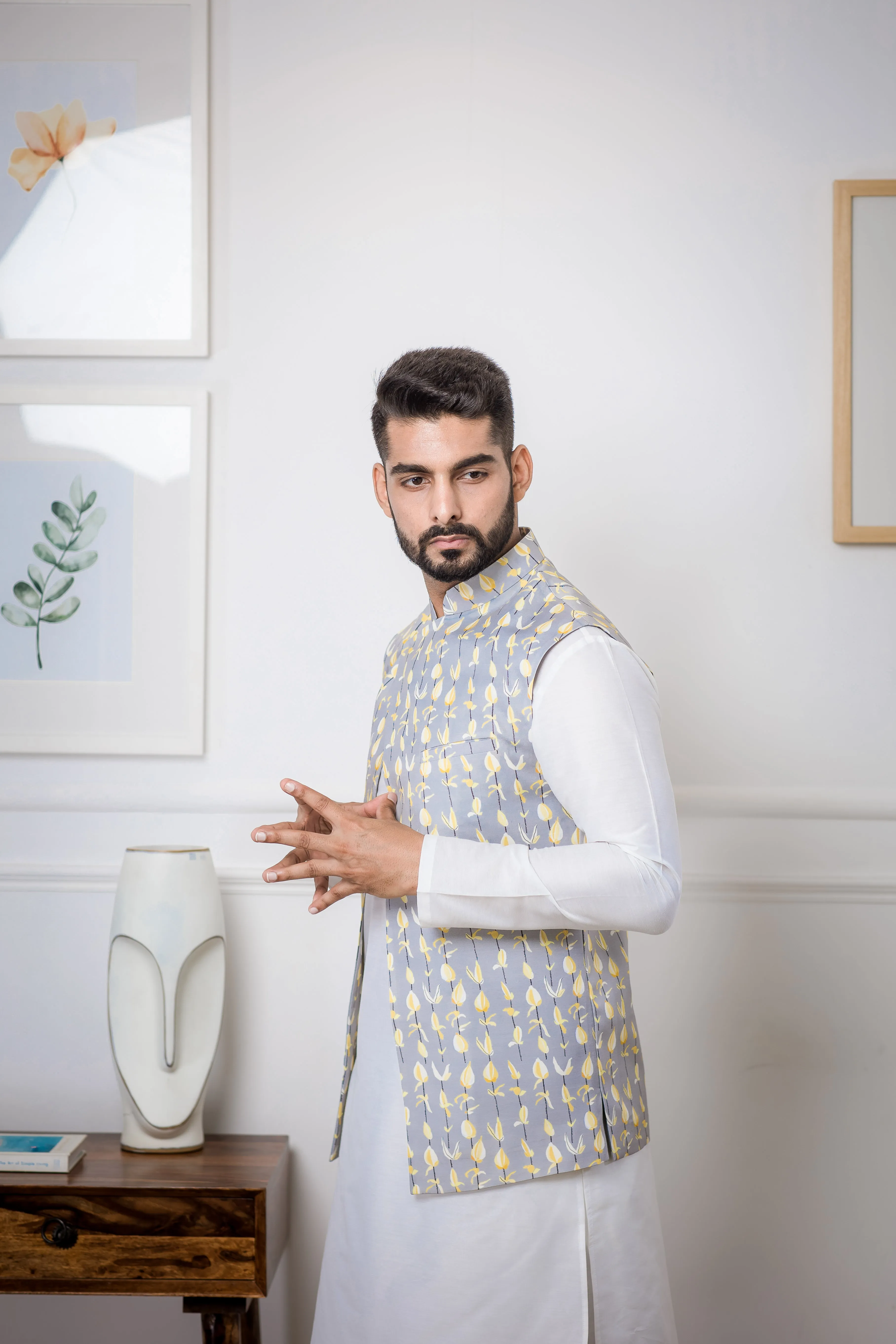 Golden Orchids - Nehru Jacket