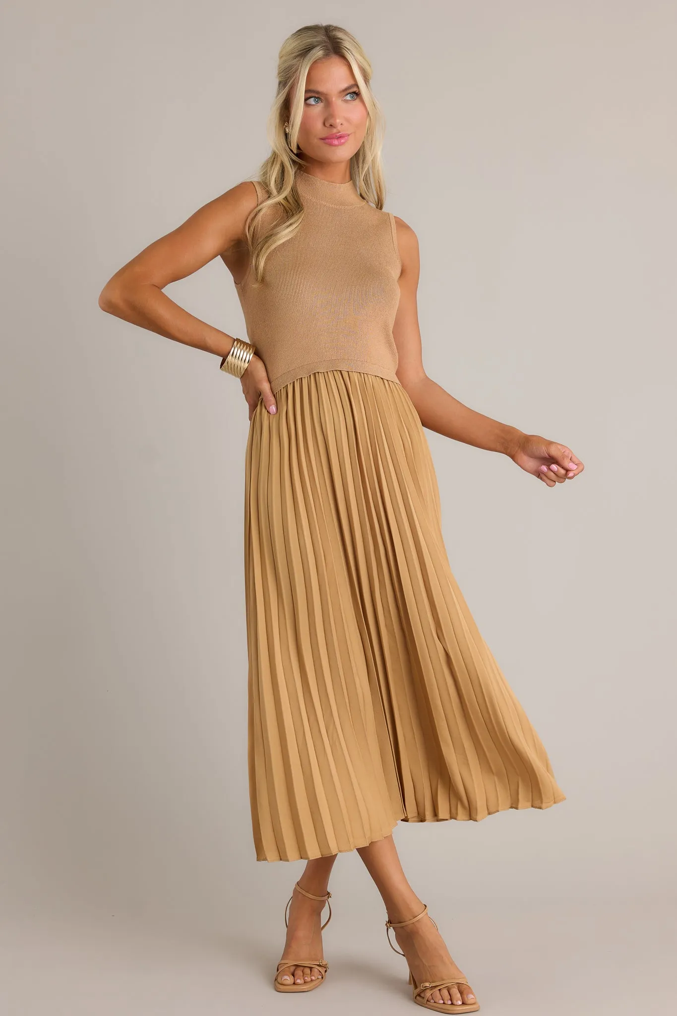 Graceful Gather Mustard Sleeveless Maxi Dress