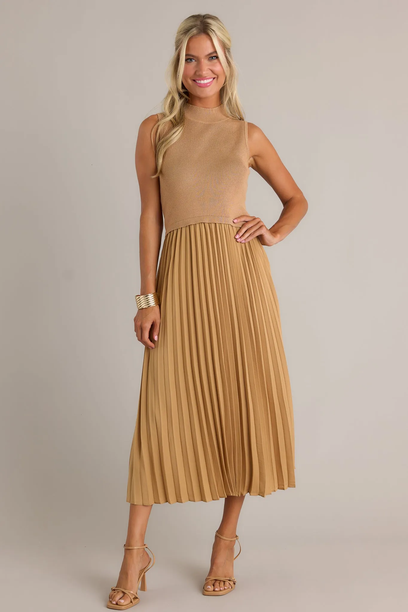 Graceful Gather Mustard Sleeveless Maxi Dress