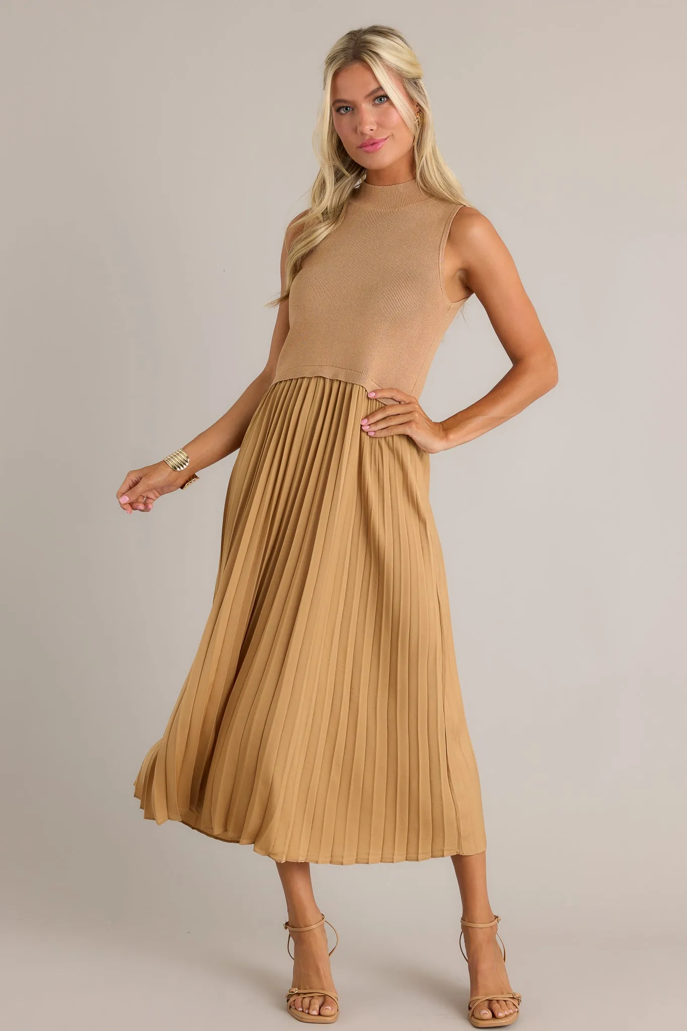 Graceful Gather Mustard Sleeveless Maxi Dress