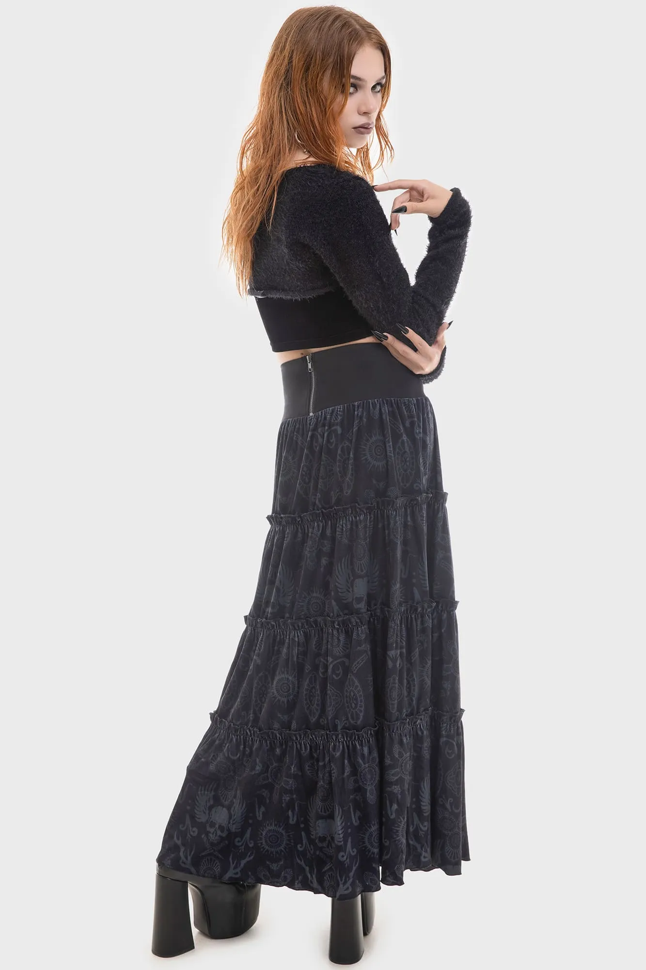 Half Vamp Maxi Skirt