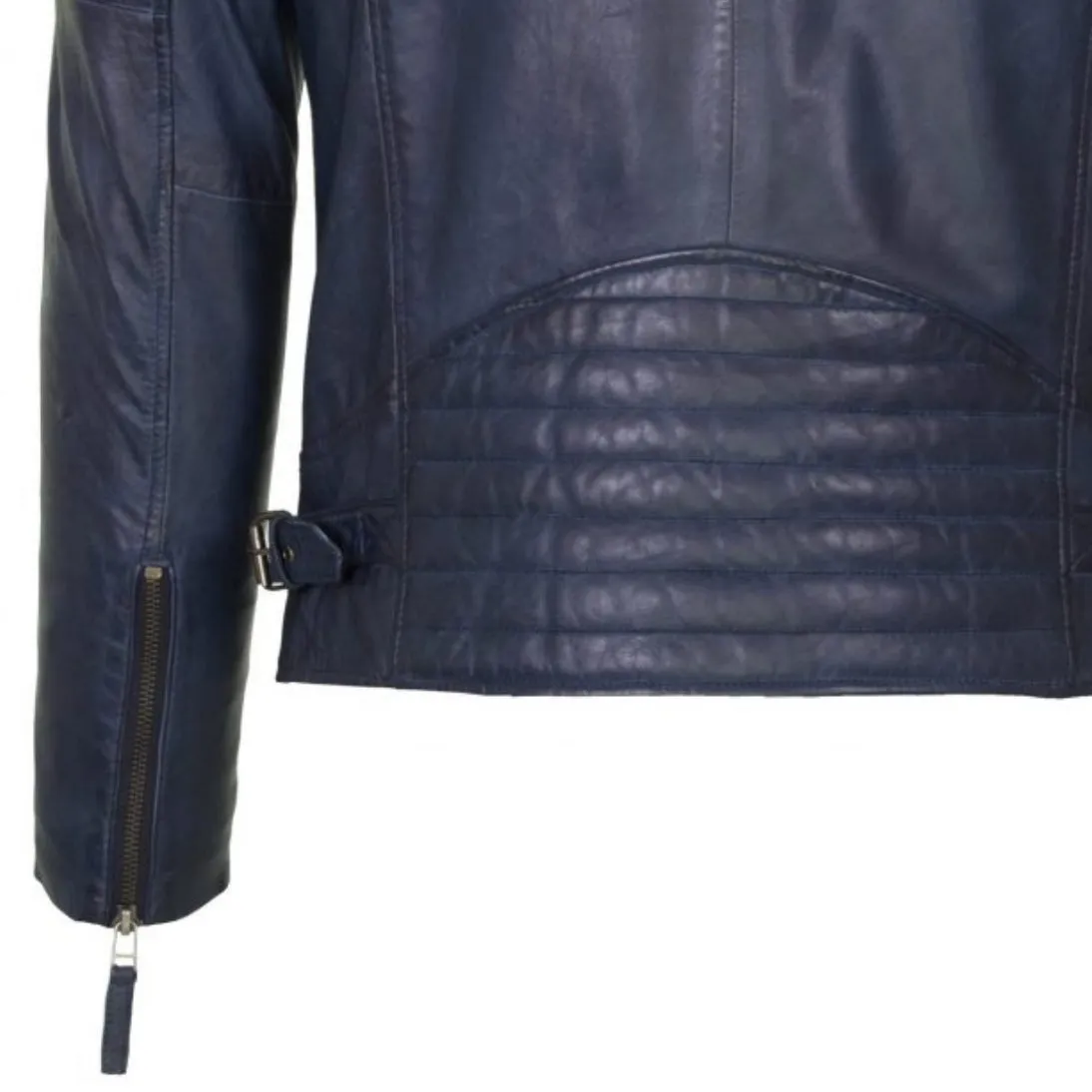 Helium Supersoft Nappa Leather Biker Jacket Paolo 5081 Navy