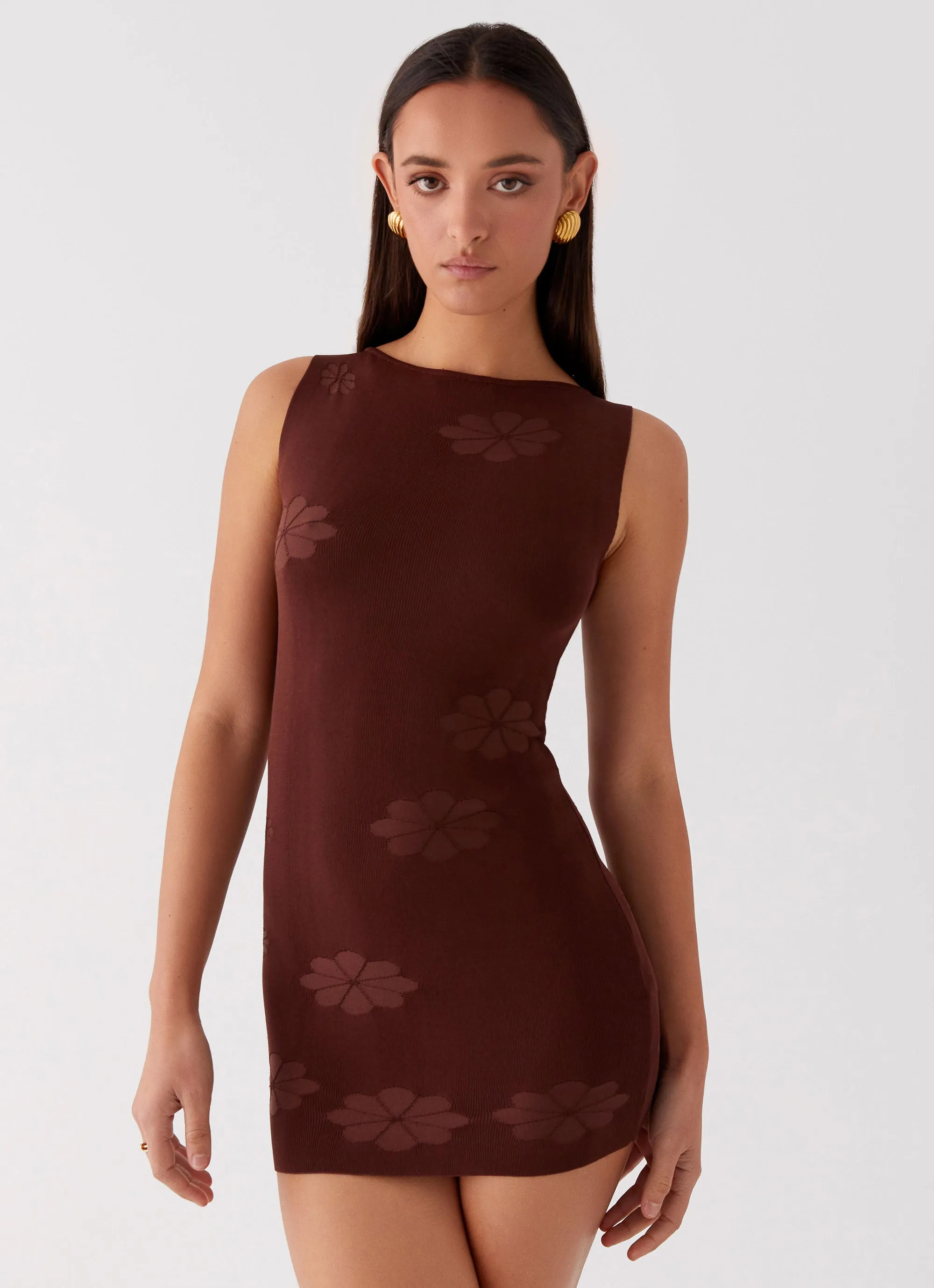 Holly Knit Mini Dress - Chocolate