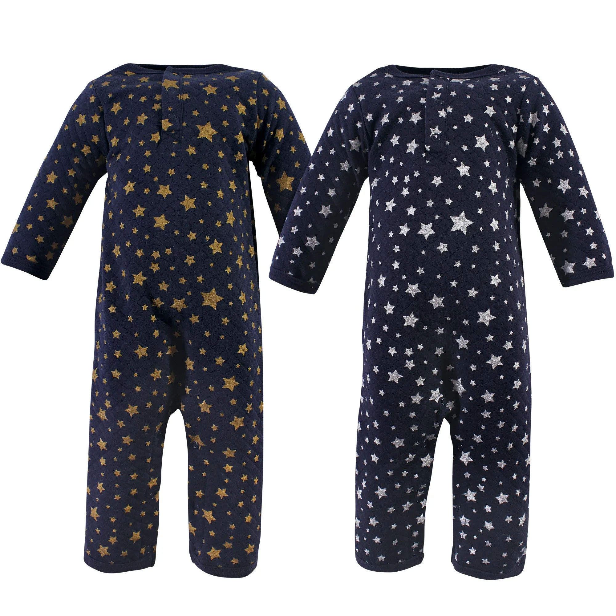 Hudson Baby Premium Quilted Coveralls, Metallic Stars