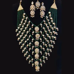 Indian Ethnic Kundan Jadau GoldPlated 7 layered malaa with Earring & tikka.