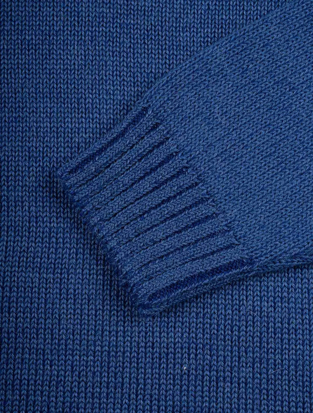 INIS MEÁIN Plated Alpaca Zip Neck Blue