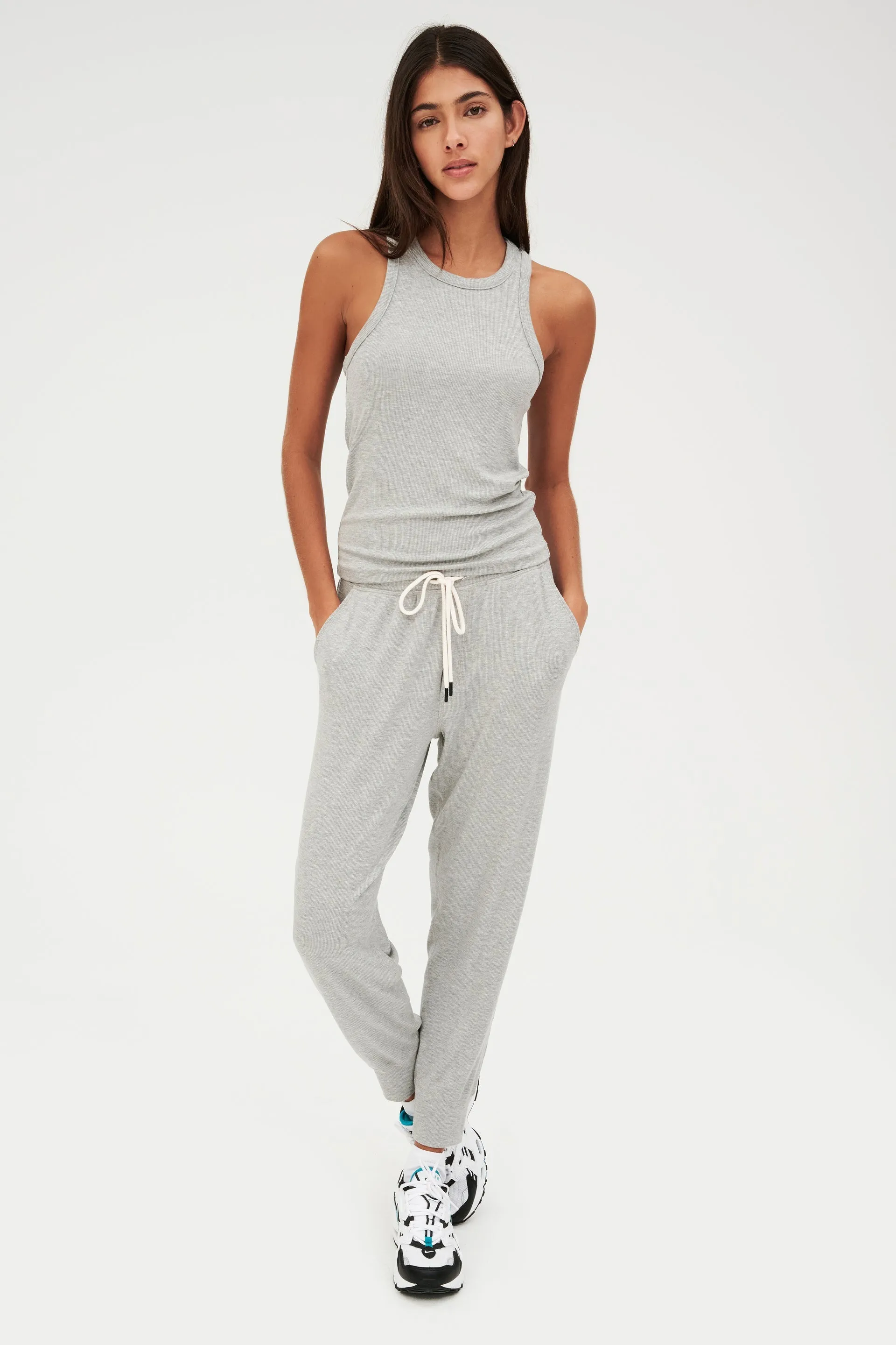 Kiki Rib 7/8 Sweatpant, H. Grey