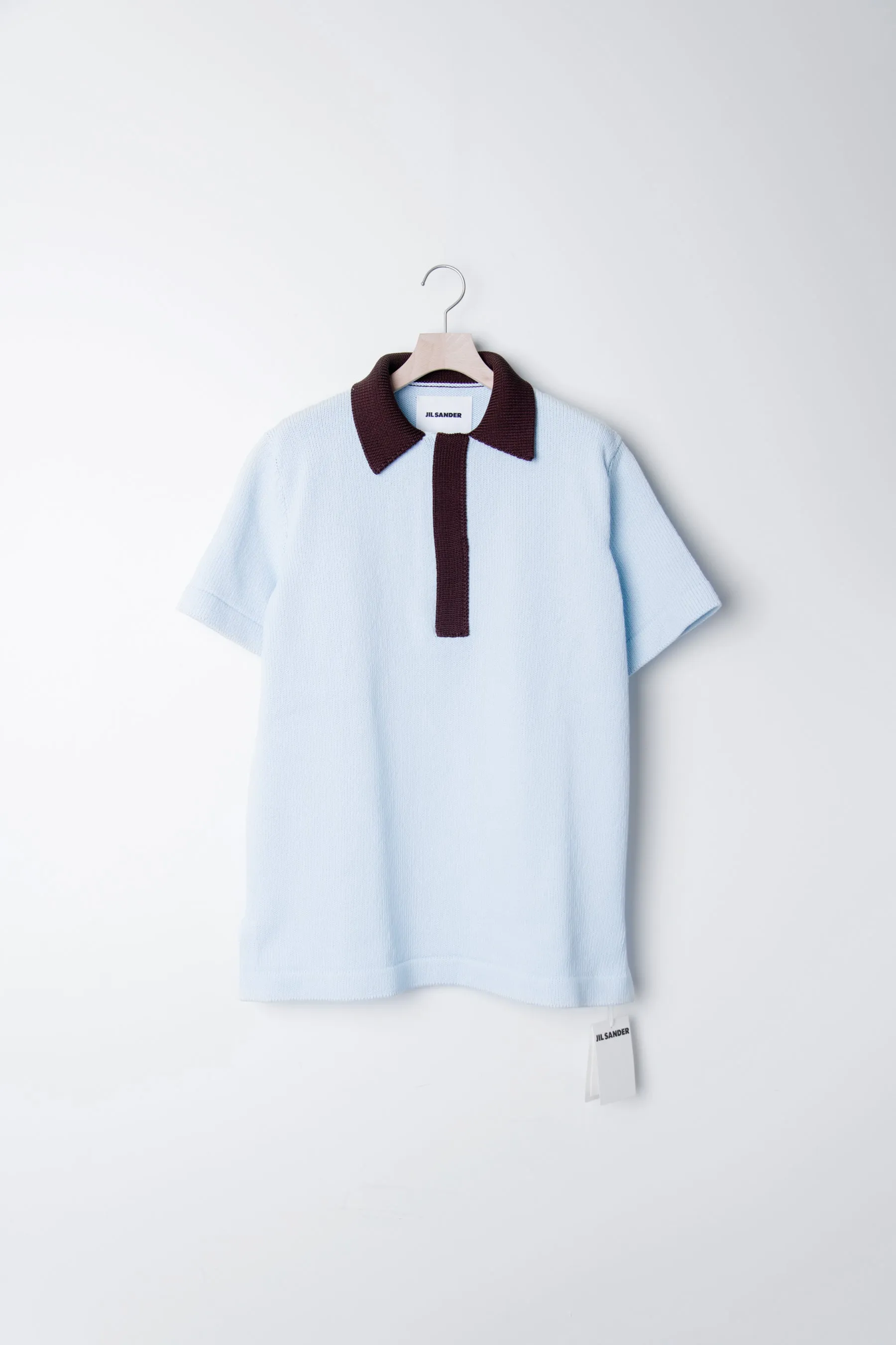 Knit Short Sleeve Polo Sweater Pastel Blue JSMU752014