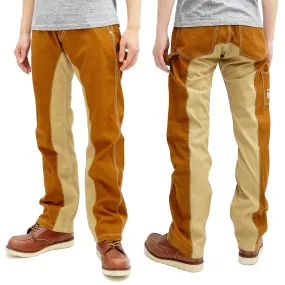 Kojima Genes Two Tone Panel Pants Men's Duck Carpenter Pants with Contrast Inside Leg Panel rnb1081f RNB-1081F Brown/Beige