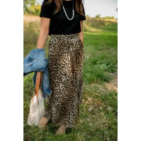 Leopard Pleated Skirt