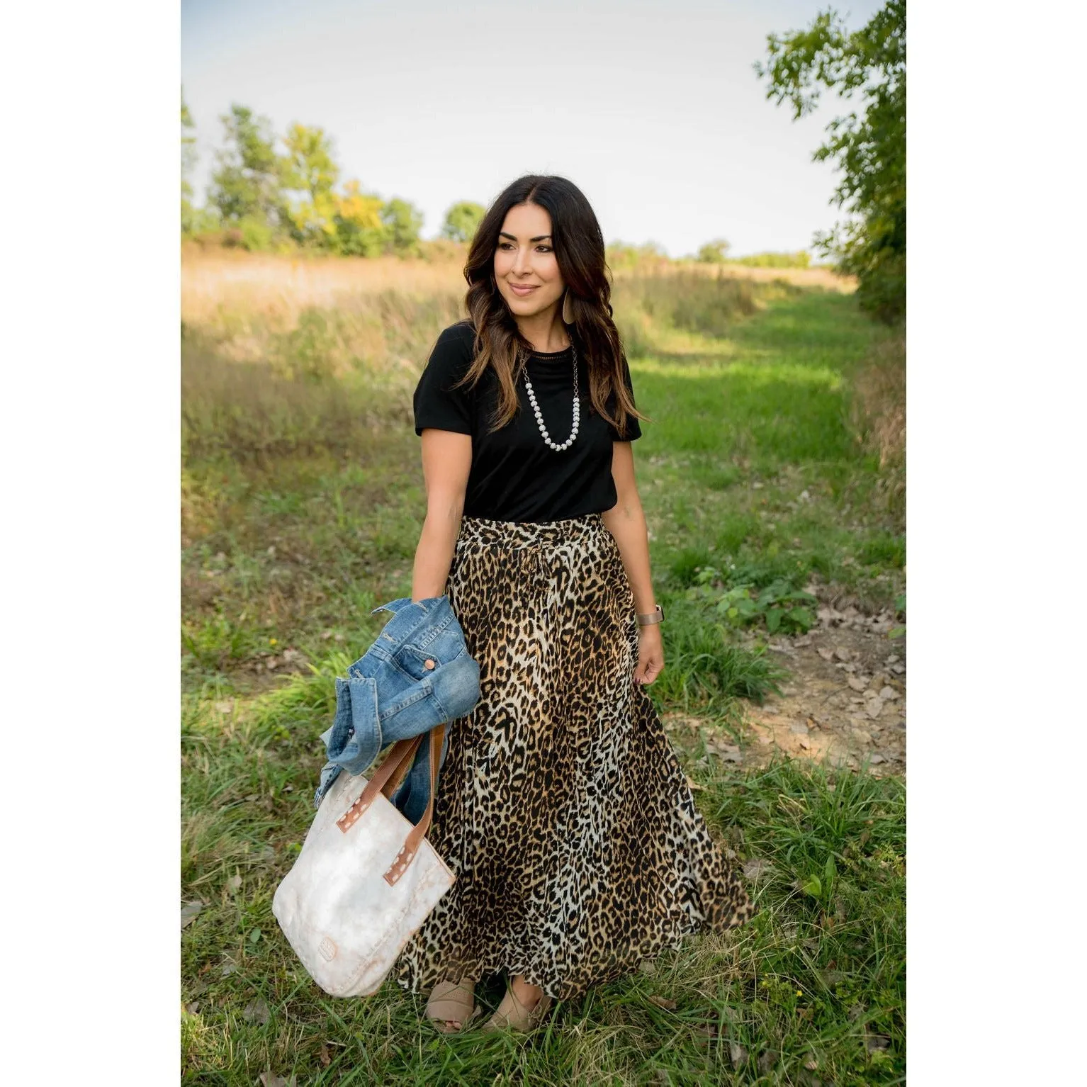 Leopard Pleated Skirt